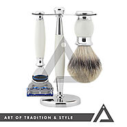 3-Piece Quality Shaving Set with Gillette Fusion Razor and Badger Brush Best for Men