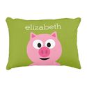 Cute Cartoon Farm Pig - Pink and Lime Green Accent Pillow