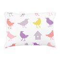 Pink and Purple Pastel Birds with Birdhouse Accent Pillow