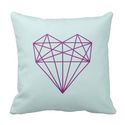geometric love heart print / blue and purple throw pillows
