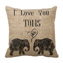 I LOVE YOU TONS/Elephant Art/Wedding Personalized Pillows