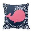 Pink Whale on Navy Blue Throw Pillow