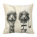 Mr. and Mrs. Ostrich Throw Pillows