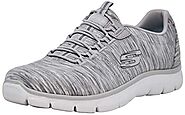 Skechers Women's Empire Fashion Sneaker, Silver/White, 6 M US