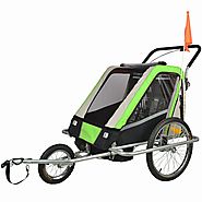 Suspension Children Bicycle Trailer & Jogger Combo Green 50304
