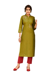 COTTON FABRIC EMBROIDERY WITH HANDWORK KURTI WITH COMBO PANT