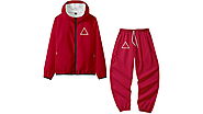 Squid Game Costume - Red Triangle Hoodie Long Sleeve with pants