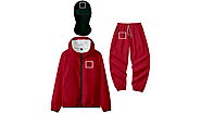 Squid Game Costume - Red Square + Headgear Hoodie Long Sleeve with pants