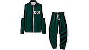 Squid Game Costume Cosplay for Kids - Green 001 Hoodie Long Sleeve with Pants
