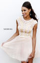 2014 Blush Beaded Sherri Hill 4301 Cap-Sleeves Short Lace Prom Dress [Sherri Hill 4301 Blush] - $174.00 : 2015 Popula...