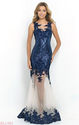 2015 Navy/Nude Sequin Blush 10012 Sleeveless Long Sheer Evening Gown [Blush 10012 Navy/Nude] - $288.00 : 2015 Popular...