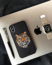 Elegant Savanna Tiger Embroidery Smartphone Cover