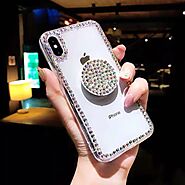 Transparent Diamond Bling IPhone Case with POP Socket