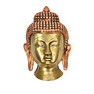 Shop Tansha Quo Buddha Mask Wall Hanging, Handcrafted Brass, 5Inch Online