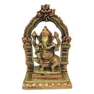 Tansha Quo Ganesha On Rat With Arch 5.6"