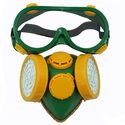 SMARSTAR Dual Cartridge Industrial Gas Chemical Anti-Dust Paint Respirator Mask+Glasses/Goggles Set - Yellow and Green