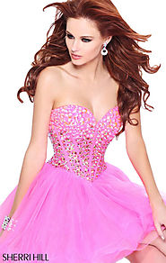 Cheap Sweetheart-Neck Sherri Hill 21101 Bodice Pink Short Tulle Party Dress [Sherri Hill 21101 Pink] - $175.00 : The ...