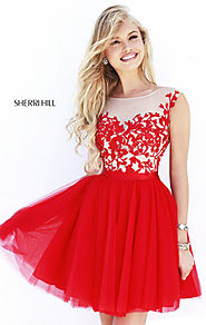 Cheap Red/Nude Bodice Sherri Hill 11171 Short Chiffon Party Dress [Sherri Hill 11171 Red/Nude] - $166.00 : The most f...