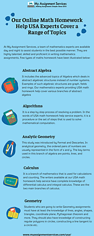 Our Online Maths Homework Help USA Experts Cover a Range of Topics