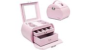 Homde Girls Pink Leather Jewelry Box