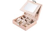 Tikea Pink Leather Jewelry Box with Mirror