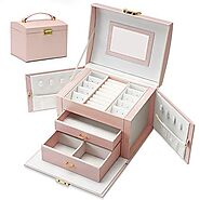 Euclidean Cube Two Layers Pink Leather Jewelry Box