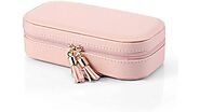 Vlando Small Tassels Travel Accessories Pink Leather Jewelry Box
