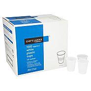 Chef's Larder 1000 White Plastic Cups 20cl (7oz)