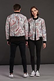 Japanese Stone Garden Quilted Bomber Jacket for Men and Women