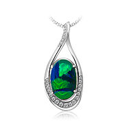 Gem Grade Black Opal Pendant set in 18k featuring Rolling Flashes of Green and Blue Colours
