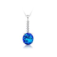Black Opal Pendant set in 18k with Diamonds displaying Flashes of Blue Colours