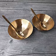 Kansa-Bronze Dessert Bowls-Set of 2 | Shop Now | Zishta.com