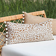 BAJA Indoor | Outdoor Leopard Jacquard Pillow w/ Poms
