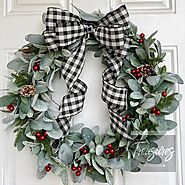 Decorative Buffalo Plaid Farmhouse Christmas Wreath Ideas For The Front Door - Decorating Ideas And Accessories For T...