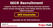 SECR Recruitment 2022 - 465 Fitter and Other Posts