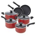Cook N Home NC-00399 10-Piece Nonstick Cookware Set, Red