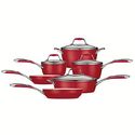 Tramontina 80110/202DS 10-Piece Gourmet Ceramica 01 Deluxe Cookware Set, Metallic Red