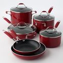 Cooking with Calphalon Cookware Enamel 10-Piece Cookware Set - Red