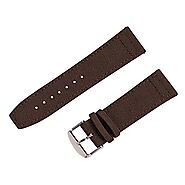 Clockwork Synergy - (M/L) Cordura Canvas Leather Watch Bands with Quick Release Watch Strap (20mm, Brown)