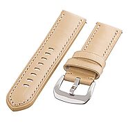 Clockwork Synergy - Quick Release Leather Watch Bands Genuine Watch Straps for Men Women- 18mm Camel (Brown) Washed L...