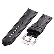 Clockwork Synergy - Gentlemen's Collection - 18mm Black Ostrich Grain Leather Watch Band