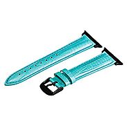 Clockwork Synergy - Lizard Leather Watch Bands for Apple Watch (38mm Turquoise Band/Black Hardware)