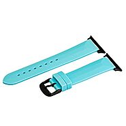 Clockwork Synergy - Silicone Watch Bands for Apple Watch (38mm Sky Blue Bands / Black Hardware)