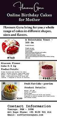 Order Online Birthday Cakes for Mother in Delhi NCR from Flavours Guru