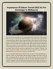 Importance Of Saturn Transit 2023 As Per Astrologer In Melbourne