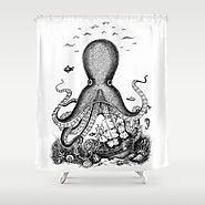 Awesome Black and White Octopus Shower Curtain styles