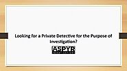 Looking for a Private Detective for the Purpose of Investigation?