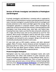 Services of Private investigator and detective of Nottingham and Birmingham