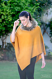 Luxurious Cashmere Pashmina Wool Poncho with Faux Fur Trim