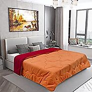 Dream Care Microfiber Reversible AC Comforter / Blanket, Double Bed (Peach, Maroon)